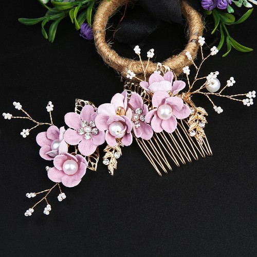Women Hair Comb Clip Crystal Rhinestone Flower Pearl Wedding Bridal Hairpin Gift - Picture 12 of 40