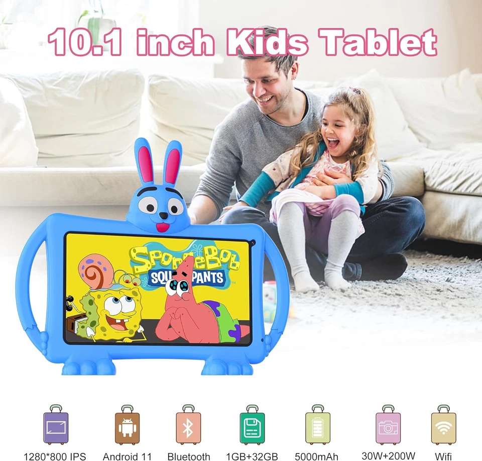 10 ZOLL KINDER TABLET WLAN WIFI FULLHD 2X KAMERA ANDROID LERN SPIELE JUNGE X77 - Bild 2 von 4