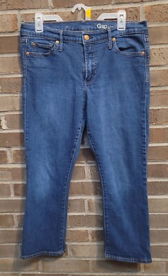 Gap 1969 Crop Kick Blue Jeans 32 Womens (32x25) Mid Rise Stretch
