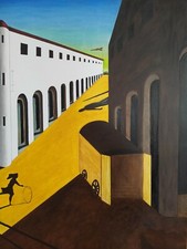 quadro dipinto a mano falso d'autore De Chirico Metafisica Mistero e malinconia