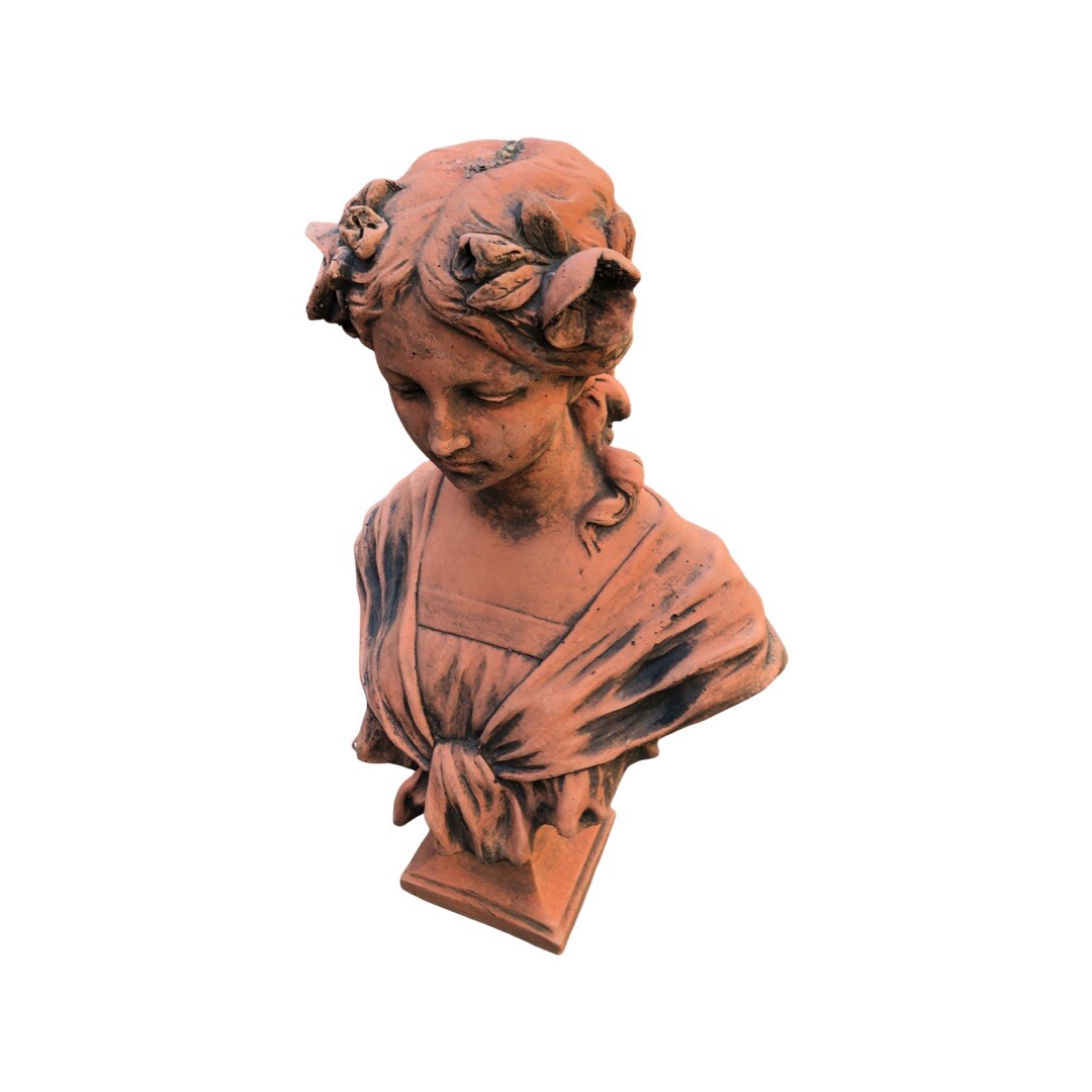 French Bust terracotta stoneware female Bust Lady garden statue . eBay