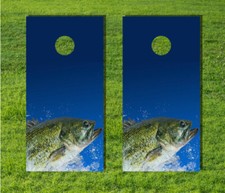 Largemouth Bass Fish Jumping Water Cornhole Board Game Decal Wraps Laminated Bag