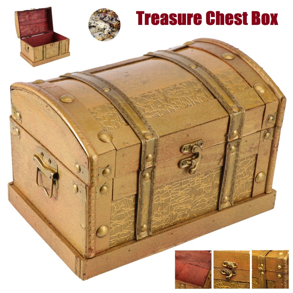 Vintage Pirate Treasure Chest Box Trunk Wedding Candy Box Small Wooden