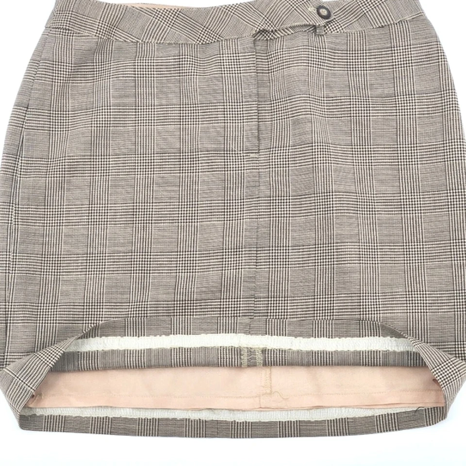 复古 Emanuel Ungaro 裙子 12 码女式棕色格子格子羊毛马海毛混纺 — 第 2/4 张图片