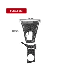 Carbon Fiber 6xGear Shift+Water Cup Holder Panel Trims For BMW X3 E83 04-10 LHD