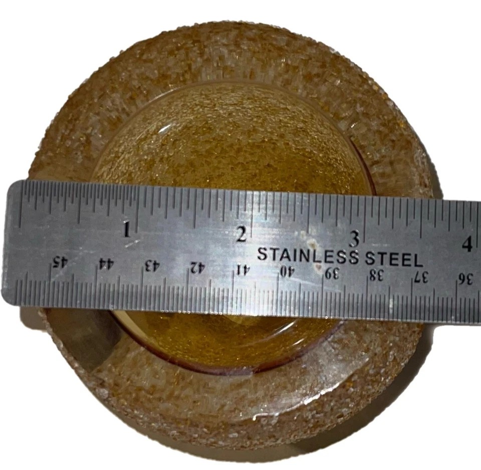 Fifth Avenue Crystal Amber Frosted Geode Tea Votive Candle Holder Yellow Glass - Image 4 of 4