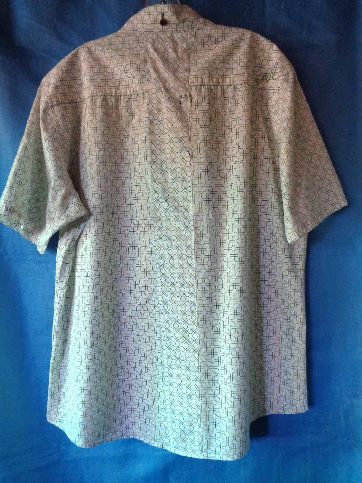 Vtg O'Neill Shirt Super cool rare find Short Sleeve Cotton Hand Stitch Detail XL image 9