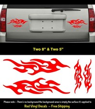 Racing Tribal Flames Red Hot Rod Fire Four Red Vinyl Decal Car Truck Motorcycle