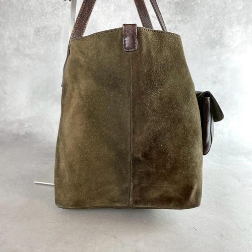 Miu Miu Archive Handbag Tote Shoulder Bag Suede Leather Brown w/Turn Lock Pouch - Picture 5 of 10
