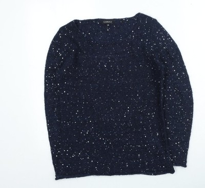 Caroll Damen Pullover Pulli blau Rundhals Acryl Größe 38