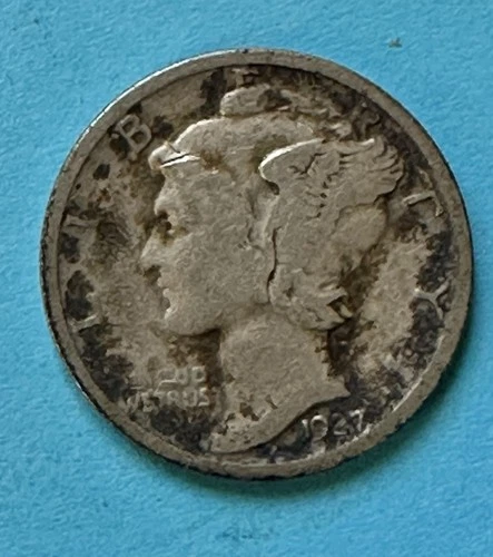 1927-D Mercury Dime. 90% Silver. Good Condition. Charity Auction/Animal Rescue.