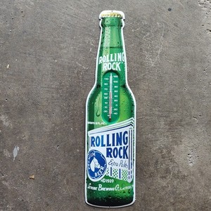 Rolling Rock Beer Bottle Thermometer Metal Sign