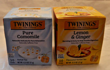 Twinings Pure Camomile and Lemon Ginger Teas 10 Tea Bags Ea Exp 2027 Lot of 2