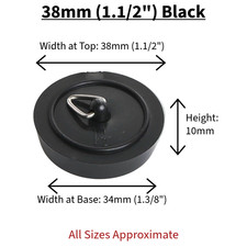 Rubber Sink Basin Plug Bathroom Kitchen Universal 38mm 45mm Black White & Chain