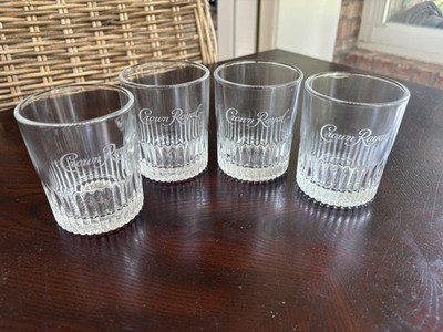 Crown Royal Etched Whiskey Tumblers Set of  4  Heavy Base, old fashioned