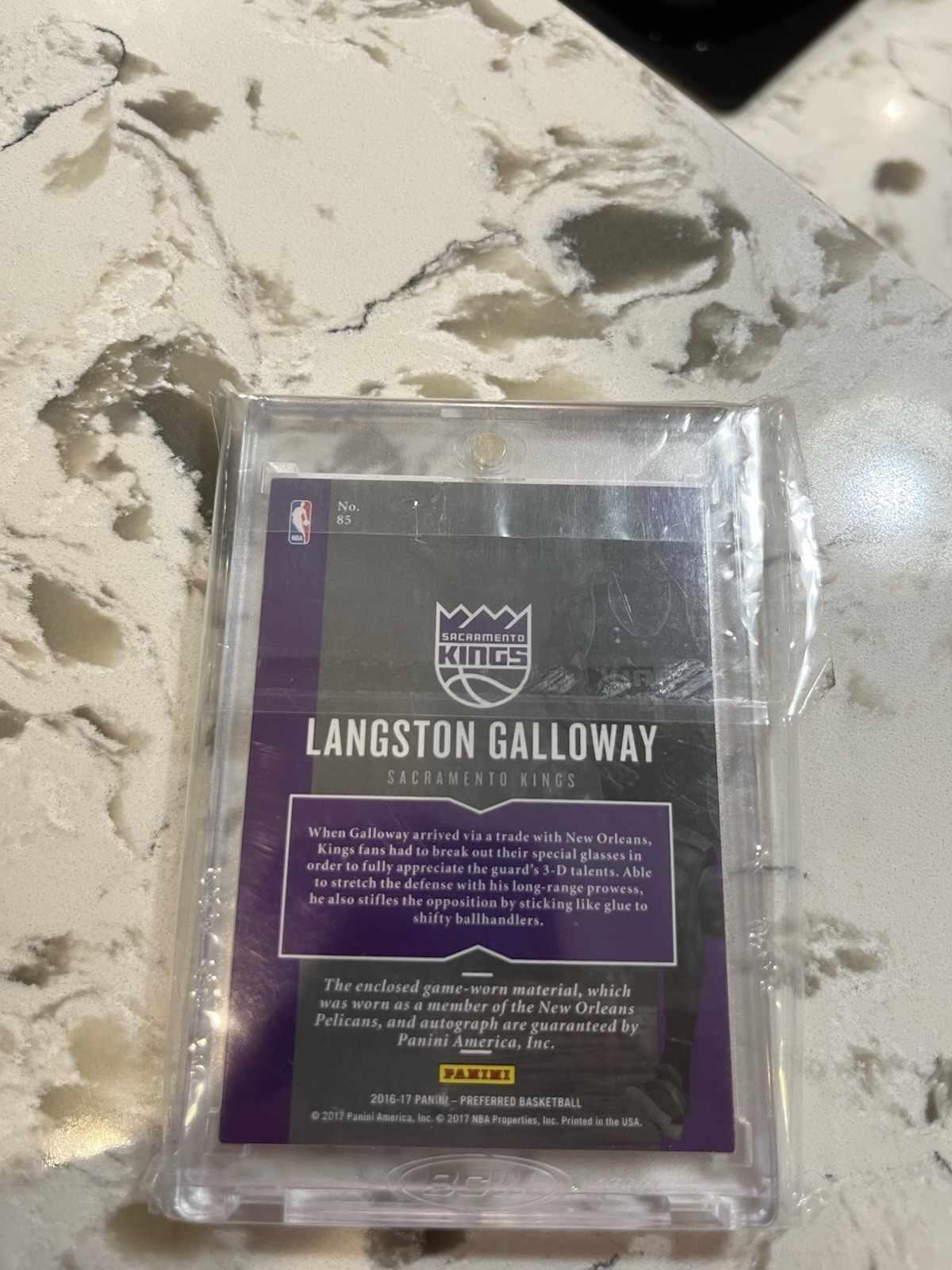 2016 Panini Preferred Langston Galloway GAME WORN LOGO Patch Auto Silhouettes 25 view 2