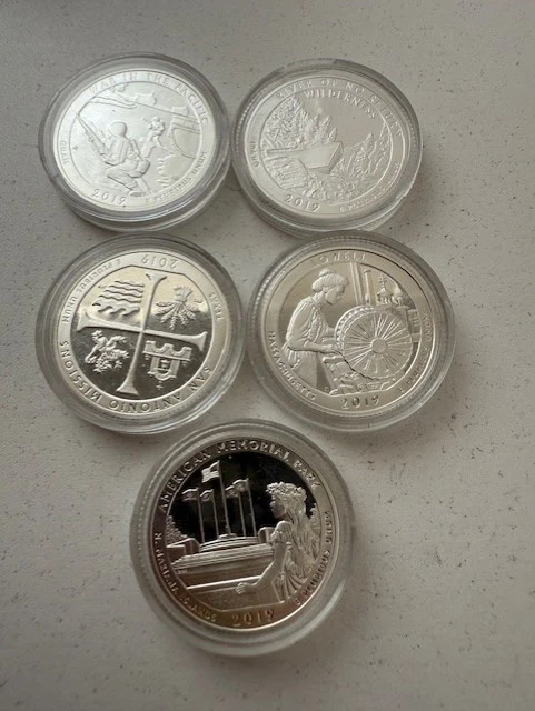 2019 PROOF SILVER QUARTER SET NO COA OR BOX 1.1 oz of silver - Image 2 of 4