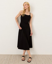 NEW PACT Organic Fit Flare Midi Dress, Black