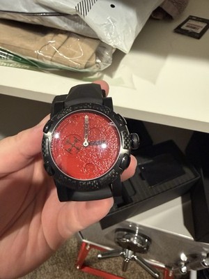 Romain Jerome Mens 'Moon Dust' Red Dial Black Strap Automatic RJ.MD.AU.701.20