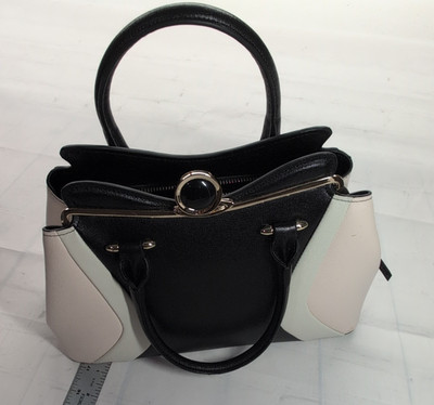NWT Cromia Italian Leather Colorblock Satchel Handbag Black Pink White Italy