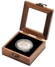 Single Walnut Wood Challenge Coin Presentation Display Box Storage Case