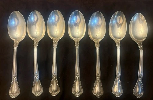 Set of 7 Gorham CHANTILLY Sterling Silver Serving Spoons 8.5