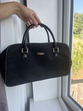 Vintage Burberry Black Leather  handbag Closure Silver Hardware Charm