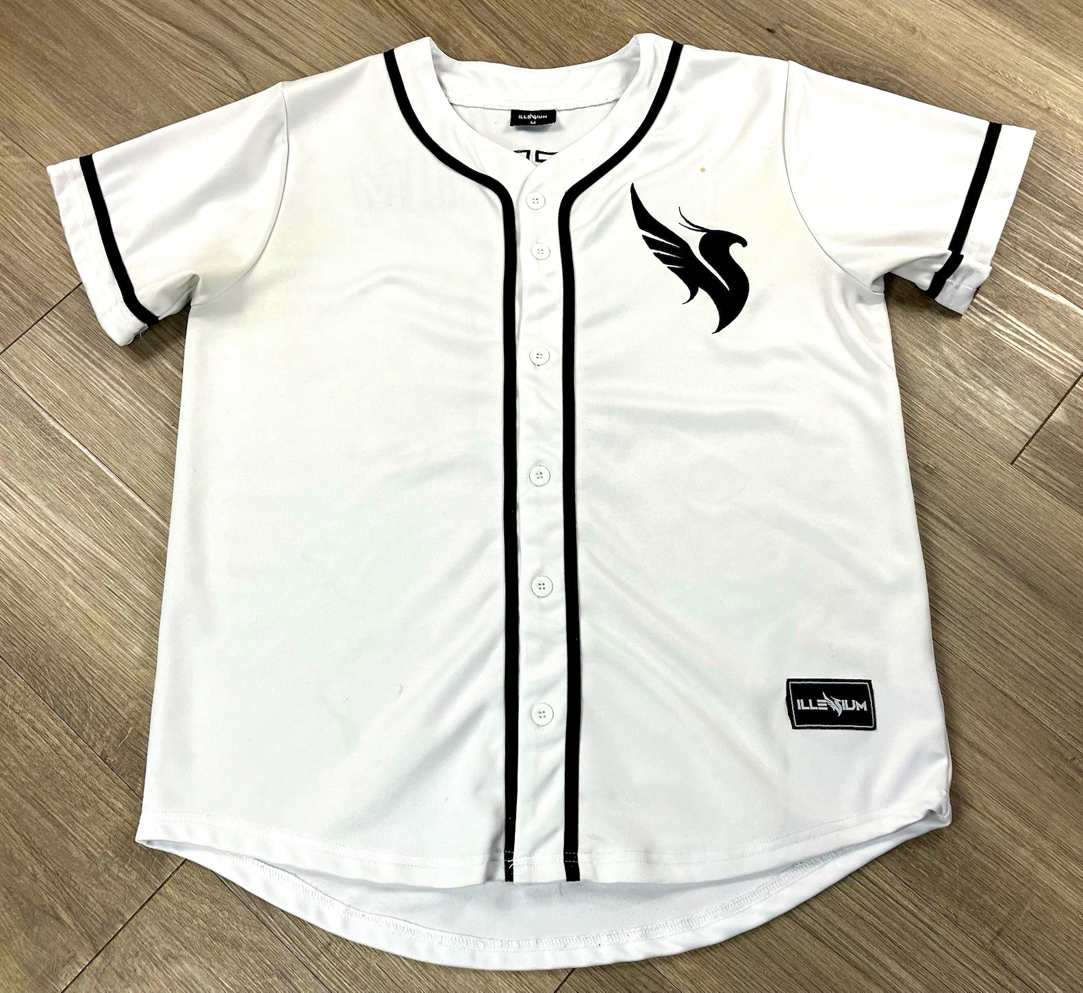 #3 Baseball Jersey White Black Button Up DJ