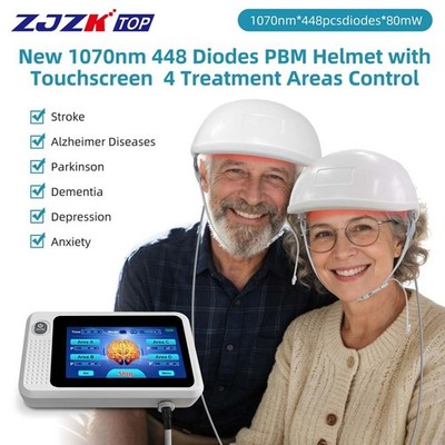 1070nm Photobiomodulation Brain Helmet 448 Diodes CW/PW 4 Zone Neuro Support