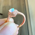 925 Sterling Silver Ring 4mm Heart Natural Opal Gemstone Zircon Rose Gold Plated — photo 5