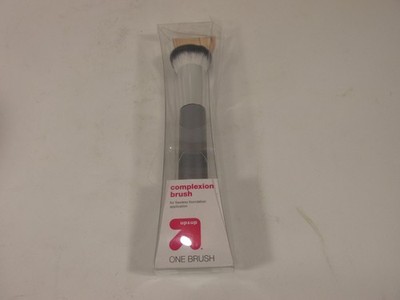 Up & Up Complexion Foundation Brush Silver Round Synthetic Fiber Makeup New