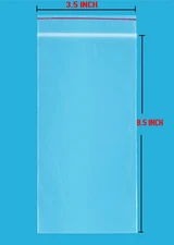 3.5"x8.5", 100/pk Reclosable Resealable Zip Zipper Lock Bags 2 mil Clear Plastic