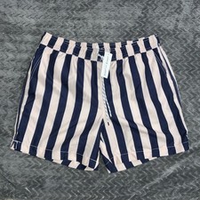 Janie and Jack Drawstring Swim Trunk Shorts Big Boys Large navy Pink striped