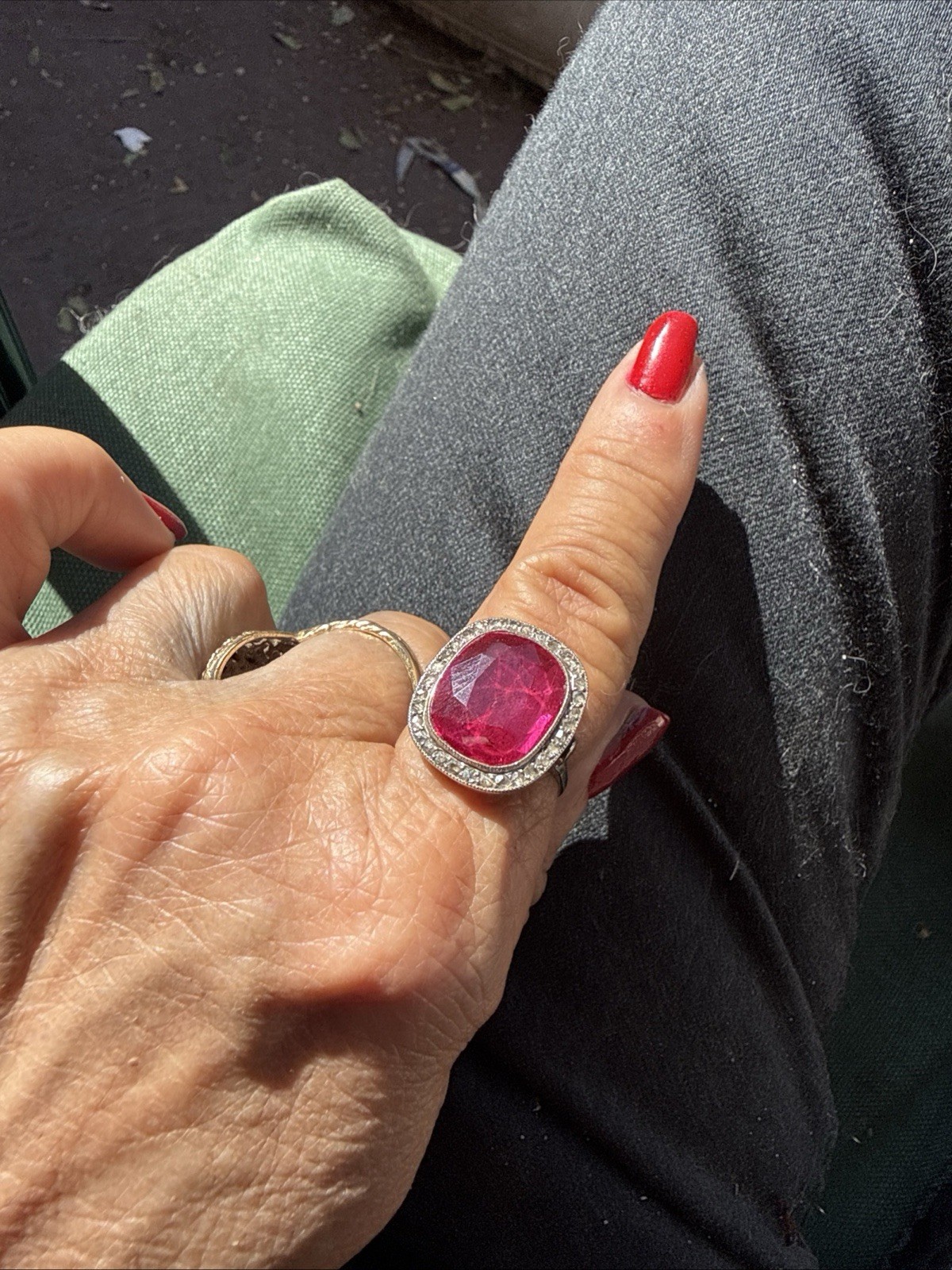 14k white gold ring lab created ruby solitaire si… - image 4