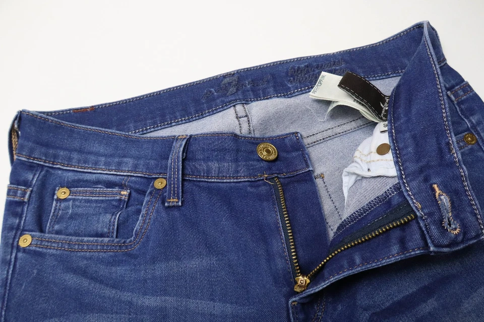 7 For All Mankind High Waist Straight Leg Mujeres Jeans W26 Descolorido Elástico - Imagen 4 de 4