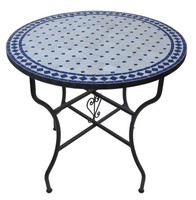 Mediterraner Mosaiktisch Rund Ø 80 Cm Blau-Natur