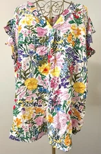 Cynthia Rowley Woven Peasant Top Boho Blouse Shirt Floral Plus Size 1X NEW