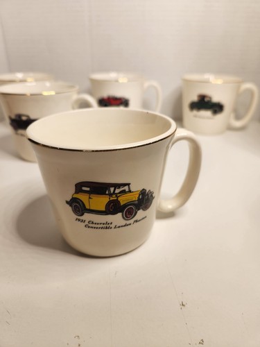Set Of (5) Vintage Coffee Mugs with Antique Classic Chevrolet Cars Gold Trim - Bild 4 von 11