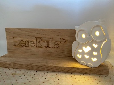 LeseEule   Dein leuchtender Lesebegleiter aus Holz