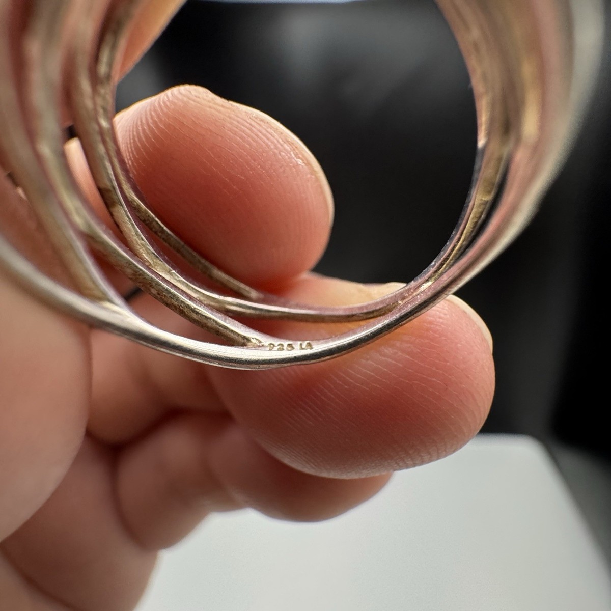 Sterling Silver 925 LA Marked Band Sz 7.5 Unique Design 2.4g View 6