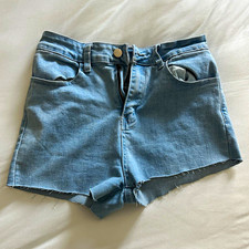 SHEIN Women  s Light Wash Blue Denim Cut Off Shorts S 5-Pocket Zip