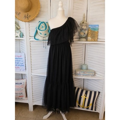 Flying Tomato Black Lace One Shoulder Dress - Large - Party