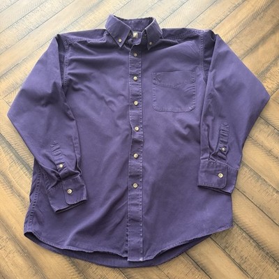 Ariat Mens Long Sleeve Button Down Shirt Purple Pattern Medium Western