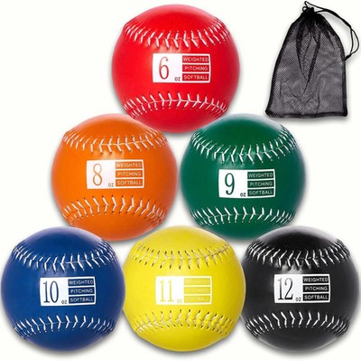 Set of 6 Weighted Softball - Training Softballs Weighted Balls for Softball with