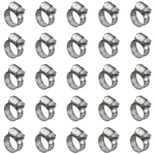 25 Pack Stainless Steel Hose Clamps, 1/2 inch to 3/4 inch Worm Gear Metal Hose