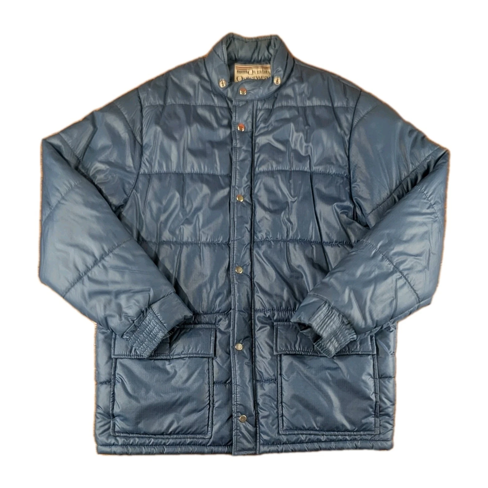 Montgomery Ward Puffer Jacket Mens Large L Blue Coat Nylon Insulated Vtg 80s