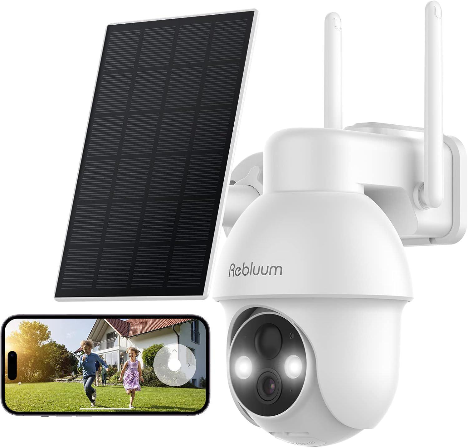 2K Solar-Powered Wireless Outdoor Security Camera with 360° View and Battery Operation-image