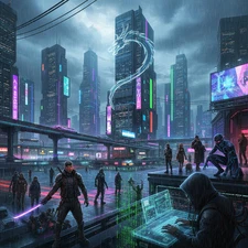 Digital Image Picture  Wallpaper Background Desktop AI Art Cyberpunk City