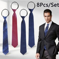 4/8PCS Men's Ties Solid Color Tie Pre Tied Ties For Wedding Formal Casual Gifts