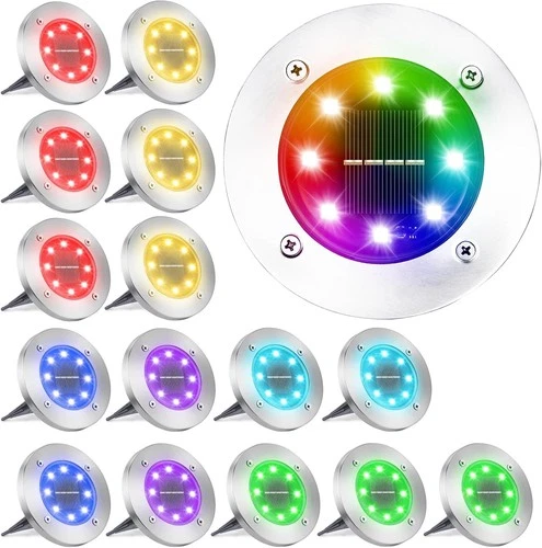 Solar In Ground Lights 8 LED Outdoor Garden Yard Floor Deck Patio Lawn Path Lamp